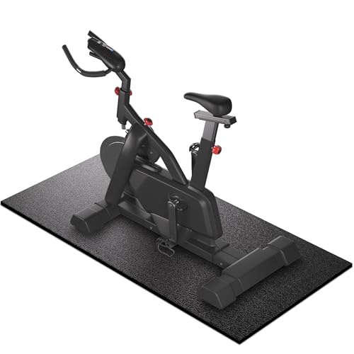GymCope Treadmill Mat for Hardwood Floor Carpet 7'x3'/6'x3'/6'x2.5'/4'x2' | 6mm Thick Exercise Equipment Gym Mat, Compatible with Peloton Bike, Indoor Spin Bike, Elliptical - color: 72"x36"x6mm High-density-black