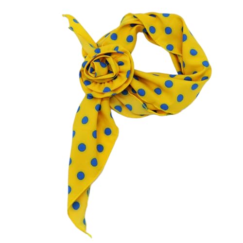 Polka Dot Scarf for Women Chiffon Womens Scarves with Clip Flower - color: Yellow