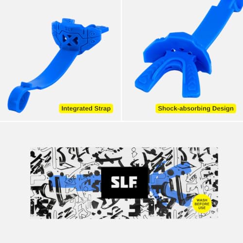 SLEEFS X Blue Football Mouth Guard - Lip/Mouthguard with Helmet Strap - Lip/Teeth Protector Mouthpiece - Moldable - for Youth/Adults, Men & Women Mouth Guard, Maximum Air Flow, Lacrosse, All Sports - color: Blue