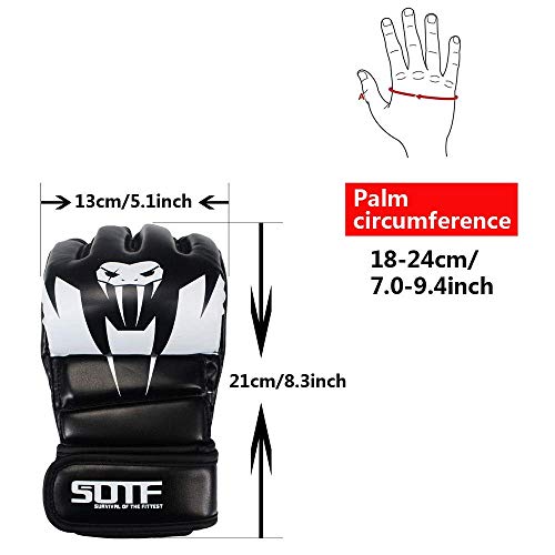 SOTF Punching Gloves for Adults MMA Training Gloves Men Fight Boxing Gloves Open Fingers Women - color: white