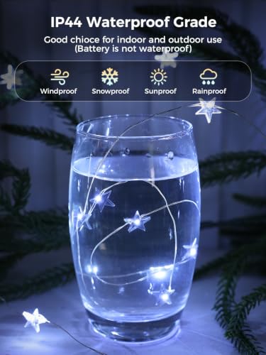 6Packs 6.6ft 20LEDs Star Fairy Lights Battery Operated,Silver Wire - color: Silver Wire, size: 120 Leds