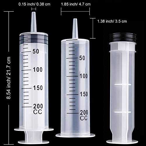 Frienda 4 Packs Large Plastic Syringe Measuring Syringe Tools Dispensing Multiple Uses (200 ml) - size: 200 ml