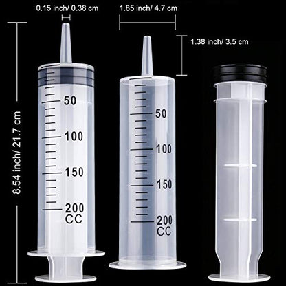Frienda 4 Packs Large Plastic Syringe Measuring Syringe Tools Dispensing Multiple Uses (200 ml) - size: 200 ml