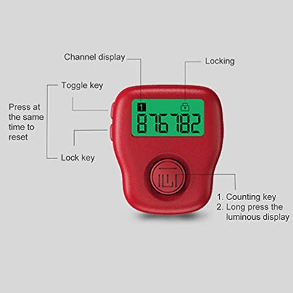 Finger Counter 6 Channels Digital Tasbih Tally Clicker with LED for Prayer Knitting Sports Gift Rechargeable