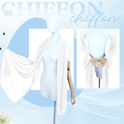 Chiffon Scarf,Soft Breathable Chiffon Shawls and Wraps,Silky Women's Hijab for Evening Dresses Wedding Bridal Scarves - color: White, size: 67 x 28 inches