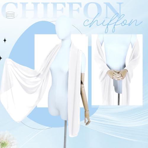 Chiffon Scarf,Soft Breathable Chiffon Shawls and Wraps,Silky Women's Hijab for Evening Dresses Wedding Bridal Scarves - color: White, size: 79 x 24 inches