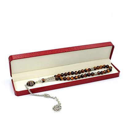 Design -Tiger Eye Stone Series Worry Beads - Prayer Beads (8 mm-33 Beads) Tesbih-Tasbih-Tasbeeh-Misbaha-Masbaha-Subha-Sebha-Sibha-Rosary (Allah Tassel- Collection (8 mm -33 Beads)) - color: Allah Tassel- Collection (8 mm -33 Beads)