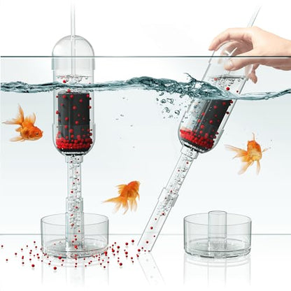 Aquarium Fish Waste & Debris Remover | Auto & Handheld Modes | Small V2 | 7–10.6 in Water Depth | Surface & Floating Debris Removal | 1.5–2W Air Pump Required (Not Included) - size: Small V2