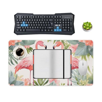 Large Size Gaming Mouse Pad Flamingos and Flowers Desk Mat Non-Slip Base Waterproof Desktop Writing Pad for Office Home - color: Flamingos and Flowers, size: 40X75cm