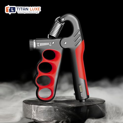 Grip Strength Trainer – Adjustable Resistance Hand Grip Strengthener (11-220 Lbs/5-100KG) with Auto Electronic Counter | Forearm & Finger Exerciser for Athletes, Musicians, Injury Recovery - color: Red