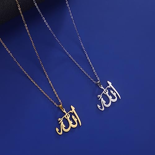 Islamic Allah Allah Necklace Allah Pendant Islamic Word Symbol Middle East Crescent Allah Muslim Religion Jewelry Gift Woman - color: silver