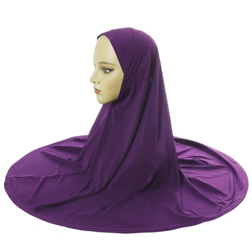 Ready To Wear Hijab For Women Instant Turban Stretch Soft Muslim Scarf For Prayer Long Hijabs Islamic Jersey Abaya - color: Purple