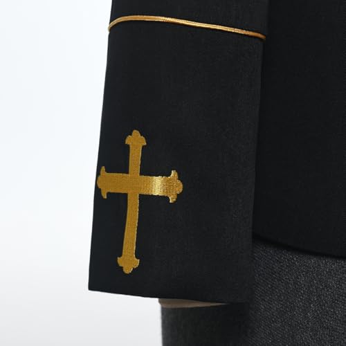 FAD-4U Women Long Sleeves Clergy Coat with Stand Up Collar Button Down Pastor Clergy Dresses - color: Black a, size: XX-Large
