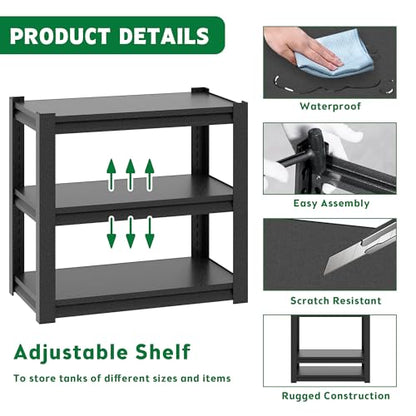 20-30 Gallon Fish Tank Stand - Metal Aquarium Stand, 34 "W x 18 "D x 31"H Adjustable Heavy Duty Reptile Tank Stand, Adjustable 3-Tier Fish Tank Rack Shelf for Home Office, Tank Not Included (Black) - color: Black