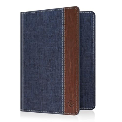 FINTIE Passport Holder, Slim Travel Wallet RFID Blocking Card Case Cover - color: Denim Indigo Brown
