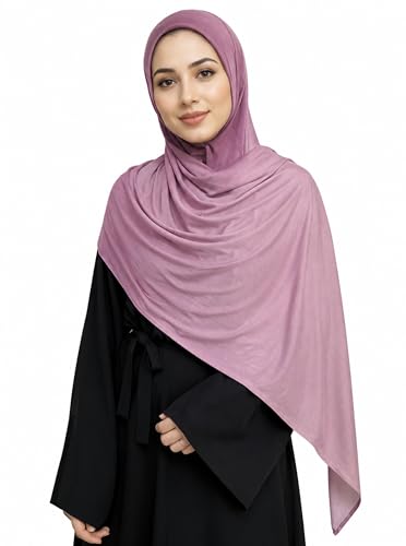 Premium Stretch Cotton Gradient Scarf for Women, Soft Jersey Wrap Shawl, Lightweight Ombre Hijab for Everyday Wear - color: Mctlo2537-purplepink