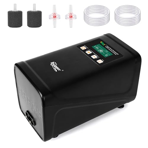 hygger Battery Backup Aquarium Air Pump, Rechargeable Dual-Outlet Fish Tank Oxygen Pump, Quiet Portable Aerator for Outdoor Aquarium (up to 120 Gal) & Fishing, Emergency Power Outage