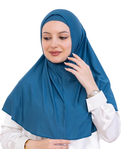 Prien Instant Hijab For Women, Muslim Long Scarf, Undercap Turban Set, Turkish Islamic Clothing, Prayer Clothes For Abaya - color: Turquoise