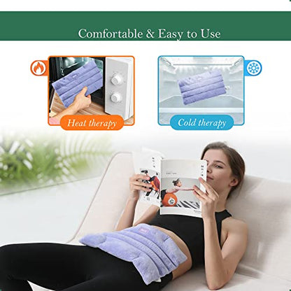 Romfox Microwavable Heating Pad for Pain Relief, Moist Heat for Cramps, Muscles, Joints, Back, Neck and Shoulders, Heat Compress Pillow, for Both Hot and Cold Therapy (Purple - Lavender Scented)