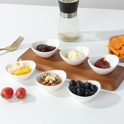 UIBFCWN Dipping Sauce Bowls Ceramic, 1.7 Oz Ceramic Dipping Bowls, Small Soy Sauce Dishes, Mini Serving Bowl for Side Dishes Sushi ketchup Charcuterie, 12 Pack - color: Oval, size: 12 Pack