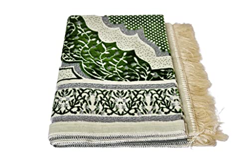 Islamic Prayer Rugs, Muslim, Prayer Rugs for Women, Men and Kids, Hajj Prayer Rugs, Best Ramadan Gifts, Mosque, Soft Prayer Rugs, Premium Quality, Made in Turkey, Turkzar - color: Dark Green