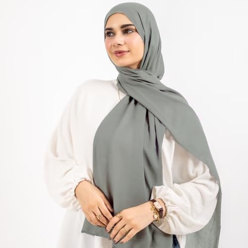 Non-see-through Premium Jersey Maxi Hijab Head Scarf Wrap for Muslim Women - color: Light Gray