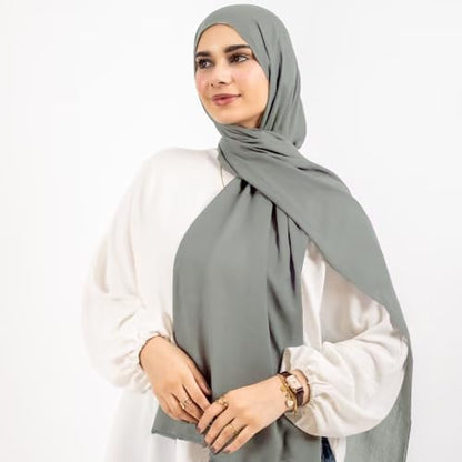 Non-see-through Premium Jersey Maxi Hijab Head Scarf Wrap for Muslim Women - color: Light Gray