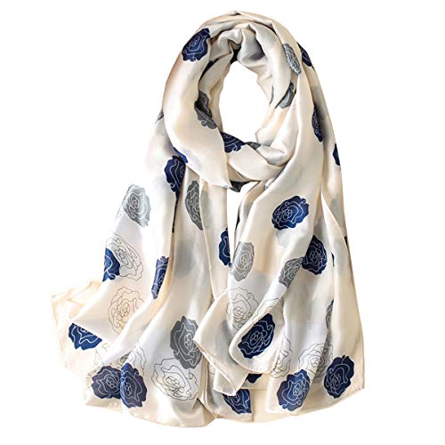Silk Scarf 100% Mulberry Silk Fashion Scarves Long Lightweight Shawl Wrap - color: W24