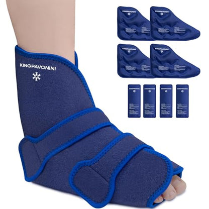 Ankle Foot Ice Pack Wrap, XL, Blue, 1 Wrap + 8 Gel Packs | 60-Min Long-Lasting & Leakproof, Full Coverage for Feet Pain Relief, Hot & Cold Therapy, Insertable Ice Packs, Easy-to-Wear - size: XL, style: Blue (1 Wrap+8 Gel Packs)