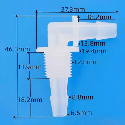 1/4'' L-Type Bulkhead Plastic Hose Barb Fittings 1/4G Male Threaded for Aquarium Fuel Gas Liquid Air PP Pack of 25 (Bulkhead Fitting and Nut)