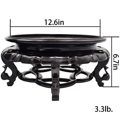 fengshuisale Oriental Furniture Fishbowl Stand Vase Base Stable Home Decoration Display Stand（12.6 in）