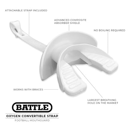 Battle Sports Iridescent Oxygen Football Mouthguard, Chrome Red/Purple | Maximum protection, Safe secure comfortable fit, Breathable built-in airflow channels, No boil required, Advanced composite - color: Chrome Red/Purple