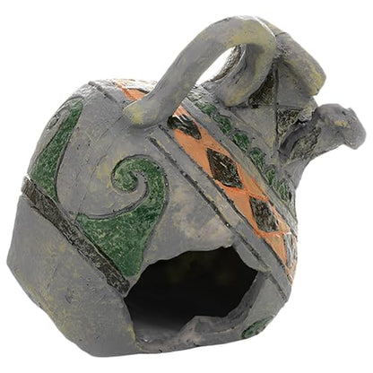 Fish Tank Resin Ornament, Aquarium Simulation Vase, Ancient Style Fish Hideout, 5.1 x 4.5 x 4.7 in / 13 x 11.5 x 12 cm, Safe, Firm, for Fish and Shrimp