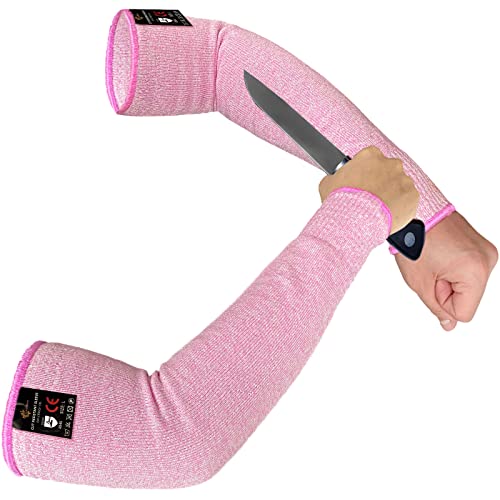 Evridwear Protective Arm Sleeves Cut Resistant Farmers Sleeves for Men Work, Gardening, Farming, Arm Protectors for Thin Skin and Bruising (Medium, Pink No Thumb Hole) - color: Pink No Thumb Hole 1 Pair, size: Medium