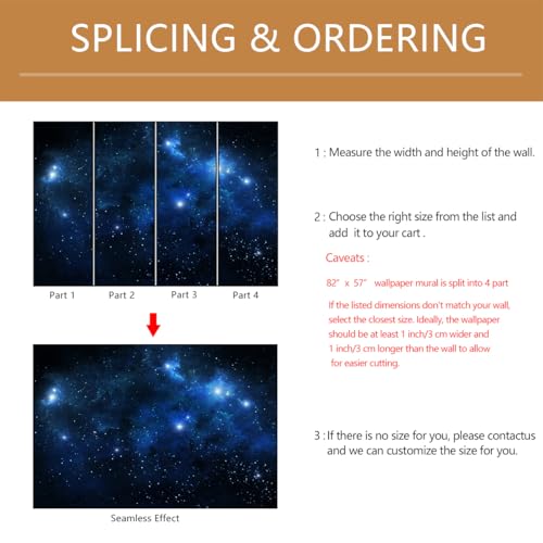 Galaxy Wallpaper Peel and Stick Night Sky Ceiling Self-Adhesive Mural for Living Room Bedroom 82"x57" - color: ZZ-004, size: 82" x 57"