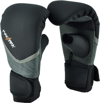 MaxxMMA Neoprene Washable Heavy Bag Gloves - Boxing Punching Training - color: Black, size: Small-Medium