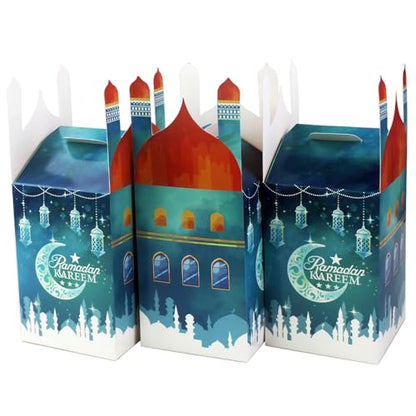 OASHISU 30 PCS 3D Ramadan Eid Mubarak Treat Boxes with Number Stickers, for Eid Mubarak Goodie Paper Boxes,Ramadan Kareem Box, School Classroom Party Favor Decorations