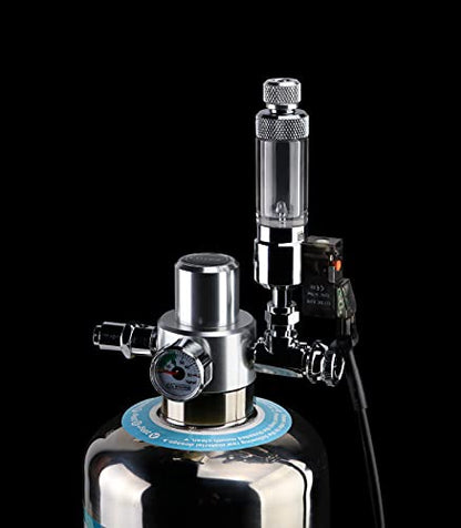CO2 Bubble Counter with Solenoid Valve and Check Valve for CO2 Generator Regulator Planted Aquarium Screw Connection - color: Screw connection with Bubble Counter