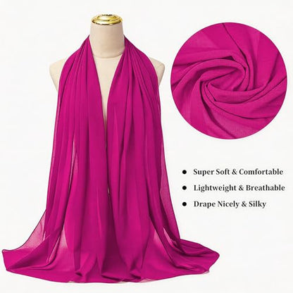 Chiffon Shawls and Wraps - Lightweight Scarve for Women Evening Dresses Wedding Bridal Formal Party - color: Fuchsia