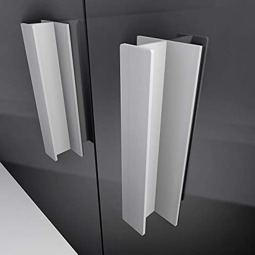 HRX Self-Adhesive Edge Fingerpull Door Handle - Easy to Install Screwless Peel and Stick on Glass, Wood, Metal, Plastic - Sliding Doors Knob for Kitchen Fronts, Drawers & Dressers Panels - 2 Pack - color: Clear Polished