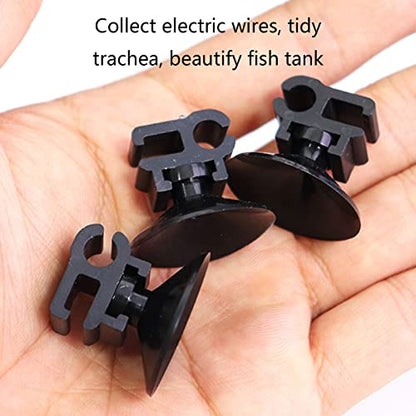 5pcs Aquarium Suction Cups Fish Tank Tube Open Clip Fixing Clamps Holder for Air Line Hose Aquarium Heat Clip Fish Tank Clip Tube Holder Fish Tank Clip for Lid, Black