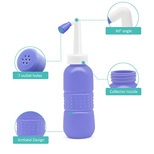 YumSur Portable Bidet Sprayer for Personal Hygiene, Pregnant Women Cleansing, Postpartum Clean, Handheld Travel Bidet with 450ML Water Capacity and Angled Nozzle Spray - style: Angled Nozzle Spray