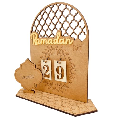 Ramadan Advent Calendars Wood Eid Mubarak Countdown Calendars Tracker Date for Kids Gift DIY 2025 Arabic Muslim Islamic Holiday Table Home Decorations Count Down Calendar (L-2) - color: L-2