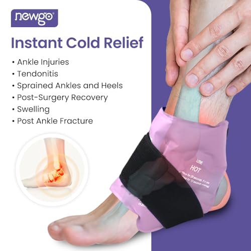 NEWGO Ankle Ice Pack Wrap for Sprained Relief, Ice Pack for Ankle Inuries Reusable, Cold Therapy for Ankles Swelling, Post Surgery Recovery - Purple - color: Purple-1pack