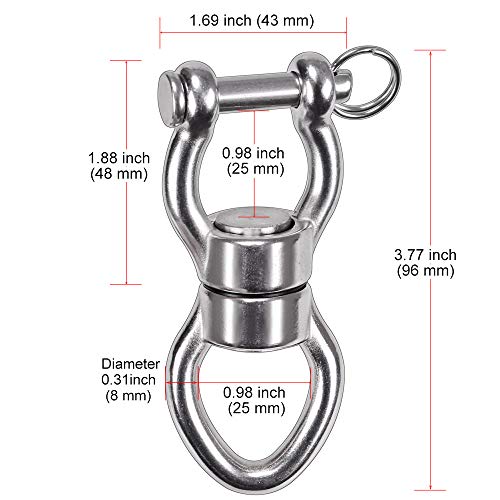 SELEWARE Heavy Duty Bearing Swing Swivel, 360° Rotation Hanging Accessory | Quiet Smooth Rotation, Supports Up to 1200LB, 1 Pack, Removable Buckle for Swings, Hammocks, Tire Swings and Heavy Bags - color: Swivel (D) Only