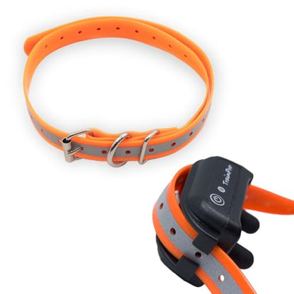 Waterproof TPU Replacement Strap for Dog Training Collar, 27.5 in - color: Orange Reflect