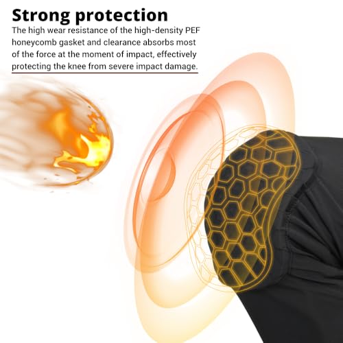 PISIQI Knee Pads Compression Pads Long Leg Sleeve Collision Avoidance Brace Protection Knee Sleeve for Basketball Football Volleyball Cycling (1 Pair) - color: Ni Cai Black, size: XX-Large