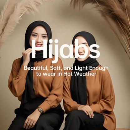 Harewom Chiffon Hijab for Women Sheer Shawl and Wraps for Wedding Bridal Scarves Summer Lightweight Sun-proof Scarf - color: Black Chiffon Hijab Shawl Wraps