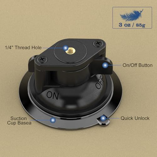 MINIFOCUS Suction Cup Base with 1/4" Female Threaded for Hook, Camera or Phone Mount, Magic Arm, Heavy Duty Suction Cup for Windshields, Smooth Walls, Mirrors, and Other Glossy Surfaces - style: S1016