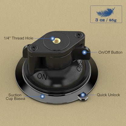 MINIFOCUS Suction Cup Base with 1/4" Female Threaded for Hook, Camera or Phone Mount, Magic Arm, Heavy Duty Suction Cup for Windshields, Smooth Walls, Mirrors, and Other Glossy Surfaces - style: S1016